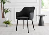 Imperia High Gloss Grey Dining Table & 4 Calla Black Leg Chairs - Calla-black-black-dining-chair-1.jpg