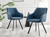 Kylo Brown Wood Effect Dining Table & 4 Falun Black Leg Chairs - 2-Falun-Blue-Fabric-Black-Leg-Dining-Chairs.jpg