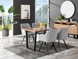 Kylo Brown Wood Effect Dining Table & 4 Falun Black Leg Chairs - kylo-120-wood-veneer-rectangular-dining-table-4-grey-fabric-falun-black-chairs-set.jpg