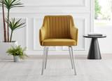 Kylo White High Gloss Dining Table & 6 Calla Silver Leg Chairs - Calla-mustard-silver-dining-chair-2.jpg