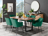 Kylo Brown Wood Effect Dining Table & 6 Calla Black Leg Chairs - kylo-160-wood-veneer-rectangular-dining-table-6-green-velvet-calla-black-chairs-set.jpg