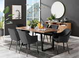 Kylo Brown Wood Effect Dining Table & 6 Calla Black Leg Chairs - kylo-160-wood-veneer-rectangular-dining-table-6-black-velvet-calla-black-chairs-set.jpg