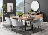 Kylo Brown Wood Effect Dining Table & 6 Calla Black Leg Chairs - kylo-160-wood-veneer-rectangular-dining-table-6-grey-velvet-calla-black-chairs-set.jpg