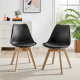 2x Stockholm Scandi Black Faux Leather and Wood Dining Chairs - Stockholm-dining-Chairs-black-1-CROP.jpg