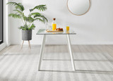 Seattle Square Glass and White Metal 2-4 Seater Dining Table - Seattle-square-glass-white-leg-table-1.jpg