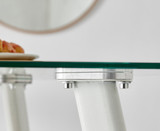 Seattle Square Glass and White Metal 2-4 Seater Dining Table - Seattle-square-glass-white-leg-table-close.jpg