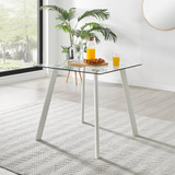 Seattle Square Glass and White Metal 2-4 Seater Dining Table - Seattle-square-glass-white-leg-table-2_nss.jpg