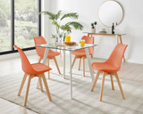 Seattle Glass and White Leg Square Dining Table & 4 Stockholm Wooden Leg Chairs - Seattle-square-white-glass-table-4-stockholm-orange-chair.jpg