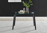 Malmo Glass and Black Wooden Leg Dining Table & 4 Stockholm Wooden Leg Chairs - malmo-rectangle-glass-black-leg-table-1.jpg