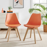 Malmo Glass and Black Wooden Leg Dining Table & 4 Stockholm Wooden Leg Chairs - Stockholm- dining-Chairs -orange-1.jpg