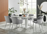 Imperia High Gloss White Dining Table & 6 Calla Silver Leg Chairs - Imperia-6-white-gloss-rectangular-dining-table-6-grey-velvet-calla-silver-chairs-set.jpg