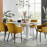 Imperia High Gloss White Dining Table & 6 Calla Black Leg Chairs - Imperia-6-white-gloss-rectangular-dining-table-6-mustard-velvet-calla-blck-chairs-set-CROP.jpg