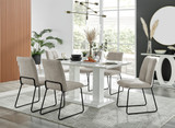 Imperia High Gloss White Dining Table & 6 Halle Chairs - Imperia-6-white-gloss-rectangular-dining-table-6-beige-fabric-halle-silver-chairs-set.jpg