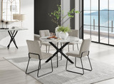 Novara White Marble Black Leg 120cm Round Dining Table & 4 Halle Chairs - novara-marble-120-black-metal-round-dining-table-4-beige-fabric-halle-black-chairs-set.jpg