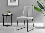 Novara White Marble Black Leg 120cm Round Dining Table & 4 Halle Chairs - halle-light-grey-fabric-black-leg-dining-chair-1.jpg