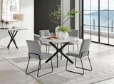 Novara White Marble Black Leg 120cm Round Dining Table & 4 Halle Chairs - novara-marble-120-black-metal-round-dining-table-4-light-grey-fabric-halle-chairs.jpg