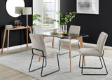 Malmo Glass and Wooden Leg Dining Table & 4 Halle Chairs - Malmo-retangle-glass-wood-table-4-halle-beige-chair.jpg