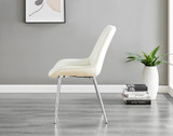 Malmo Glass and Wooden Leg Dining Table & 4 Pesaro Silver Chairs - Pesaro-Silver-cream-dining-chair (5).jpg