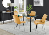 Malmo Glass and Black Leg Dining Table & 4 Pesaro Silver Chairs - Malmo-retangle-glass-black-table-4-pesaro-mustard-silver-chair.jpg