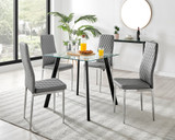 Seattle Glass and Black Leg Square Dining Table & 4 Milan Chrome Leg Chairs - Seattle-square-black-glass-table-4-milan-grey-silver-chair.jpg