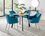Seattle Glass and Black Leg Square Dining Table & 4 Calla Silver Leg Chairs - Seattle-square-black-glass-table-4-calla-blue-silver-chair.jpg