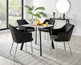 Seattle Glass and Black Leg Square Dining Table & 4 Calla Silver Leg Chairs - Seattle-square-black-glass-table-4-calla-black-silver-chair.jpg