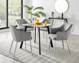 Seattle Glass and Black Leg Square Dining Table & 4 Calla Silver Leg Chairs - Seattle-square-black-glass-table-4-calla-grey-silver-chair.jpg