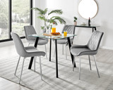 Seattle Glass and Black Leg Square Dining Table & 4 Pesaro Silver Chairs - Seattle-square-black-glass-table-4-pesaro-grey-silver-chair.jpg