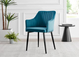 Malmo Glass and Black Leg Dining Table & 4 Calla Black Leg Chairs - Calla-blue-black-dining-chair-1.jpg