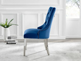 Novara Grey Concrete Effect 120cm Round Dining Table & 6 Velvet Belgravia Chairs - belgravia-blue-velvet-studded-back-ring-silver-leg-chair-3.jpg