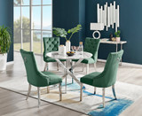 Novara White Marble Round Dining Table & 4 Velvet Belgravia Chairs - novara-marble-100-silver-chrome-round-dining-table-4-green-velvet-belgravia-chairs-set.jpg