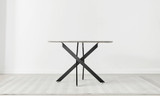 Novara Grey Concrete Effect Black Leg 120cm Round Dining Table & 4 Velvet Belgravia Chairs - novara-concrete-120-black-metal-modern-round-dining-table-7.jpg