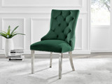 Novara White Marble 120cm Round Dining Table & 6 Velvet Belgravia Chairs - belgravia-green-velvet-studded-back-ring-silver-leg-chair.jpg