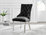 Novara White Marble 120cm Round Dining Table & 6 Velvet Belgravia Chairs - belgravia-black-velvet-studded-back-ring-silver-leg-chair-1.jpg