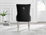 Novara White Marble 120cm Round Dining Table & 6 Velvet Belgravia Chairs - belgravia-black-velvet-studded-back-ring-silver-leg-chair-4.jpg