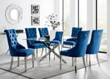 Leonardo 6 Table & 6 Velvet Belgravia Chairs - Leonardo-6-silver-chrome-rectangular-glass-dining-table-6-blue-velvet-belgravia-chair.jpg