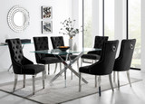 Leonardo 6 Table & 6 Velvet Belgravia Chairs - Leonardo-6-silver-chrome-rectangular-glass-dining-table-6-black-velvet-belgravia-chair.jpg