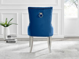 Novara Grey Concrete Effect Round Dining Table & 4 Velvet Belgravia Chairs - belgravia-blue-velvet-studded-back-ring-silver-leg-chair-4.jpg