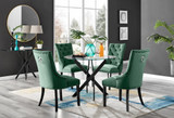 Novara Black Leg Round Glass Dining Table & 4 Velvet Belgravia Chairs - novara-100-black-leg-round-dining-table-4-green-blk-velvet-belgravia-chairs-set.jpg