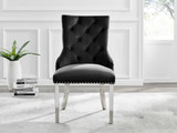 Novara White Marble 120cm Round Dining Table & 4 Velvet Belgravia Chairs - belgravia-black-velvet-studded-back-ring-silver-leg-chair-2.jpg