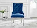 Novara White High Gloss Round Dining Table & 4 Velvet Belgravia Chairs - belgravia-blue-velvet-studded-back-ring-silver-leg-chair-2.jpg