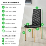 4x Milan Cream Hatched Velvet Dining Chairs Gold Legs - Milan Velvet Gold Measurements.png