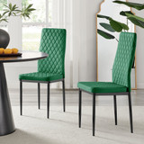 4x Milan Green Hatched Velvet Dining Chairs Black Legs - Milan-Green-Velvet-Black-dining-chair-1-CROP.jpg