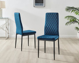 4x Milan Navy Hatched Velvet Dining Chairs Black Legs - Milan.velvet.Dining.Chairs.navy.black-2.ns.jpg