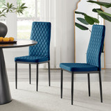4x Milan Navy Hatched Velvet Dining Chairs Black Legs - Milan-Navy-Velvet-Black-dining-chair-1-CROP.jpg