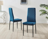 6x Milan Navy Hatched Velvet Dining Chairs Black Legs - Milan.velvet.Dining.Chairs.navy.black-2.ns.jpg