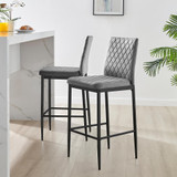 2x Milan Grey Velvet Counter Stools Black Legs - Milan-Velvet-bar-stool-grey-9_nss.jpg
