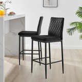 2x Milan Black Velvet Counter Stools Black Legs - Milan-Velvet-bar-stool-black-9_nss.jpg
