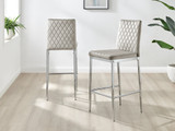2x Milan Cappuccino Beige Velvet Bar Stools Silver Legs - Milan Velvet bar stool Cappuccino silver (8).jpg