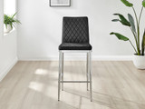 2x Milan Black Velvet Bar Stools Silver Legs - Milan Velvet bar stool black (2)_ns.jpg 2x Milan Black Velvet Bar Stools Silver Legs - Milan Velvet bar stool black (2)_ns.jpg